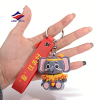 Porte-clés en PVC souple personnalisable avec des animaux de dessin animé Longzhiyu, 20 ans, cadeau d'entreprise, porte-clés en PVC, design stéréo, porte-clés en caoutchouc