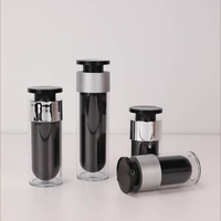 Flacon pompe sans air en plastique transparent, blanc, noir, givré, pour crème cosmétique, 15 ml, 30 ml, 50 ml, personnalisé, de luxe, vide