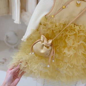 Tongxingyuan Girls Golden Yellow Chinese Style Puffy Skirt Dress New Year Occasion - Product Image 3