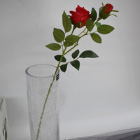 Direktvertrieb ab Werk Realistische Handgefertigte Seiden-Langstiel-Rosen mit 2 Köpfen, Künstliche Zixia-Feenrosen