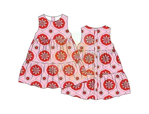 Girl Dress Printed Party Kids Clothing Children's Baby Girls Party Boutique Cute Delicate Cloths Children's Causal Dress