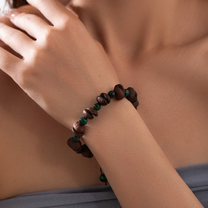 Sugar Cube <b>Bracelet</b> For Women Irregular <b>Beaded</b> Coffee Bean Minimalist Jewelry Mixed Materials Geometric Design - Product Image 3