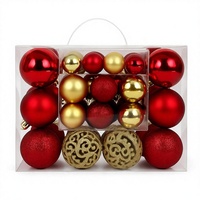 30 pièces de boules de Noël suspendues colorées, incassables et imperméables de 6 cm (assortiment rouge, or, noir)