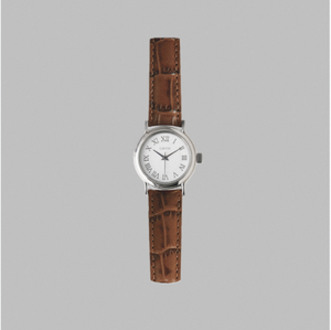 Montre-bracelet classique GBHW, argentée et marron, montre à quartz de luxe, élégante montre analogique pour femmes avec bracelet en cuir véritable - Product Image 6
