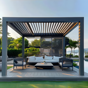 Louvered Outdoor Hardtop <strong>Small</strong> <strong>Pergola</strong> with Rolling Shutter Blinds for Patio Garden Dark Grey Aluminium Pavilion - Product Image 1