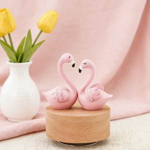 <span class=keywords><strong>Caja</strong></span> <span class=keywords><strong>Musical</strong></span> Giratoria Romántica con Flamencos, Madera de Haya, Mecanismo de 8 Tonos, Regalo Creativo para el Día de San Valentín, Superventas - Product Image 4