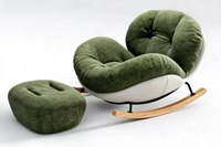 Fauteuil à bascule moderne en bois Eggshell 2026 |   Fauteuil inclinable pour adulte, chaise de détente individuelle pour balcon et salon