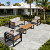 Ensemble de canapés d'extérieur modernes en aluminium Richard pour 1 à 7 personnes, idéal pour patio, balcon, cour, parc, appartement, salon ou hôtel
