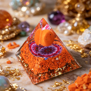 Piramide di Cristallo all'Ingrosso con Sfere di Cristallo e Pietre Frantumate in Resina, Ornamento Artigianale da Tavolo per la Casa, Decorazione Semplice - Product Image 4