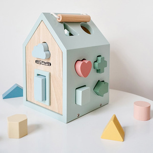 Blocchi di <span class=keywords><strong>legno</strong></span> 3D ispirati ai Montessori per <span class=keywords><strong>bambini</strong></span> di forma geometrica della casa di saggezza educativa precoce che si abbina in modo intelligente - Product Image 6