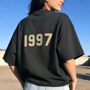 Camiseta Oversize Blanca para Hombre <span class=keywords><strong>Fear</strong></span> 1997 con Bordado del Número 1977, Casual, 100% Algodón Tejido, Cuello Redondo, Estilo Urbano, Manga Corta - Product Image 3