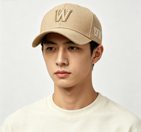 Casquette de baseball en tissu piqué ananas avec broderie 3D du logo W sur le côté, broderie WN, couronne haute, unisexe, style décontracté, casquette de papa, personnalisable OEM ODM
