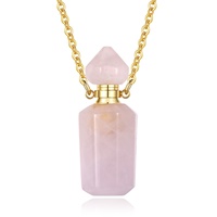 Haute qualité pierre de cristal naturel diffuseur d'huile essentielle Quartz rose bouteille de parfum pendentif collier pour les femmes