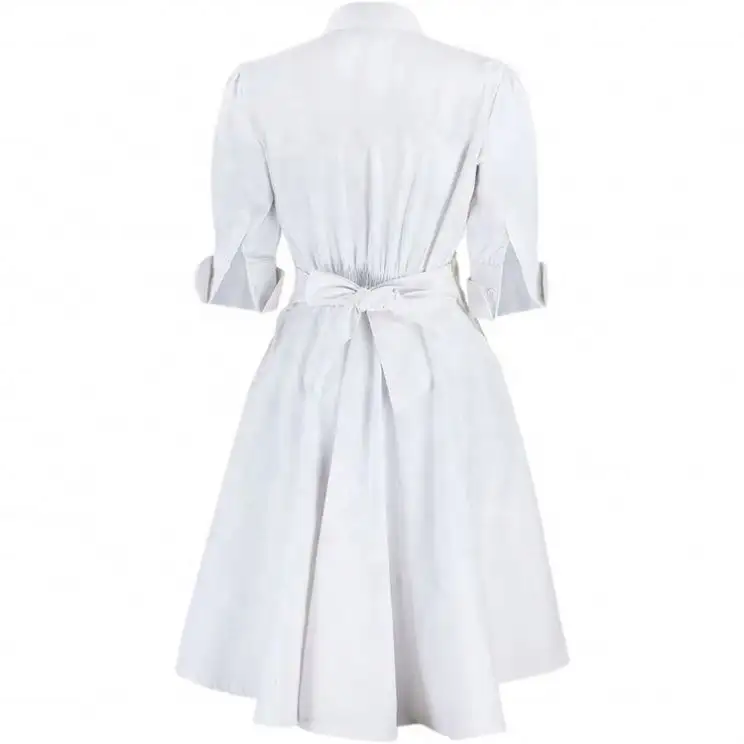 最高品質の白いナースユニフォームドレスナース病院ユニフォームスカートスクラブユニフォームドレス