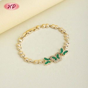 สร้อยข้อมือทอง 18K ชุบทองเหลืองประดับเพทายสีเขียวรูปหัวใจผีเสื้อ ดีไซน์ทันสมัยสำหรับผู้หญิง ของขวัญวันครบรอบจากโรงงานโดยตรง - Product Image 6