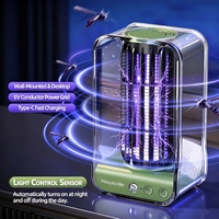 Lámpara Mata Mosquitos Eléctrica Recargable, Trampa de Luz UV de 395 Nm, Eliminador de Insectos Silencioso, de Pared y Escritorio, Doble Uso