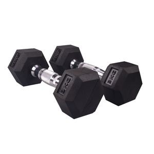 40lbs Stainless Steel Hexagon Shape Full Rubber Coat Gym <b>Free</b> <b>Weight</b> Hex Dumbbell Set for Home Use - Product Image 3