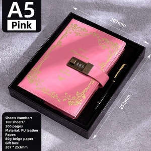 Agendas 2025 Luxury Marble PU Leather Hardcover Notebook Set with Password Lock Secure Diary Notebook for <span class=keywords><strong>Secret</strong></span> Gift SET - Product Image 3