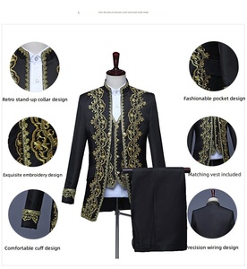 Conjunto de 3 Piezas, Disfraz de Príncipe Real Victoriano Steampunk, Chaqueta, Chaleco y Pantalones de Estilo Barroco Vintage, Traje de Novio para Hombre Adulto - Product Image 4
