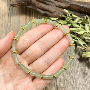 Pulsera de cuentas de nudo de bambú de Aventurina verde, abundancia y prosperidad, adecuada para regalar a amigos pulsera de bendición - Product Image 3
