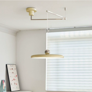 Lampe suspendue à bras mobile en forme de soucoupe à crème française, spectre complet, protection des yeux, design moderne minimaliste, lampe de table de bar et de salle à manger - Product Image 3