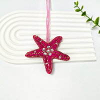 Breloque de sac étoile de mer étincelante porte-bonheur, porte-clés de plage coloré en forme d'étoile de mer, pendentif de sac d'été
