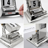 Calendrier de table personnalisé avec votre propre logo, calendrier perpétuel en métal 3D à retournement, pour la décoration de bureau à domicile