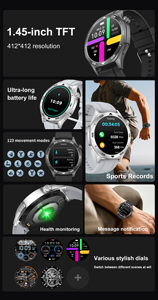 G55 Smartwatch Đồng Hồ 1.45 "412*412 Bt Gọi 123 + Nhiều Thể Thao Chế độ Siêu Dài Pin IP67 Không Thấm Nước Thông Minh Đồng Hồ - Product Image 6