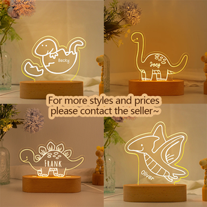 Lampe de nuit personnalisée en acrylique dinosaure Décoration de <span class=keywords><strong>chambre</strong></span> d'enfant Nom personnalisé Décoration de nuit de chevet - Product Image 6