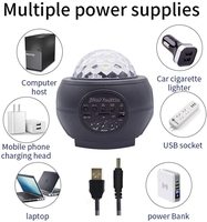 Speaker Bluetooth 3 in 1 hitam, lampu malam proyektor langit berbintang bintang gelombang laut LED Laser
