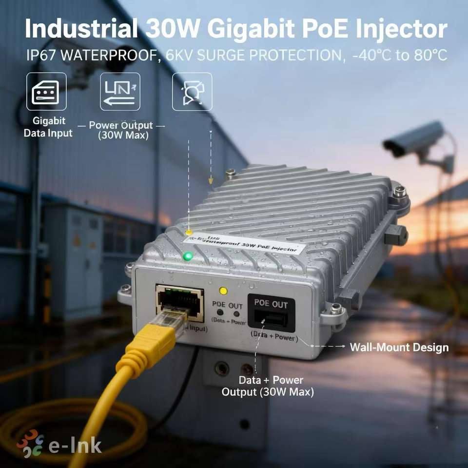 Wholesale Outdoor Waterproof Industrial 30W Gigabit PoE Injector with ...