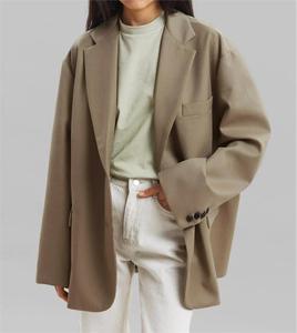 <span class=keywords><strong>Blazer</strong></span> décontracté en sergé pour femme, coupe oversize, couleur unie, style automne, pour le bureau - Product Image 1
