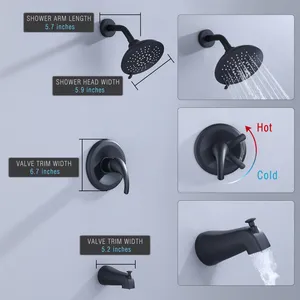 Kepala pancuran kamar mandi tersembunyi hitam kumparan kuningan pegangan tangan tunggal dirancang untuk dua efek efek