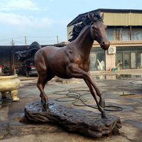 Grande Sculpture d'Animal Sauvage en Bronze Coulé pour Jardin, Décoration Artistique Extérieure, Statue de Cheval