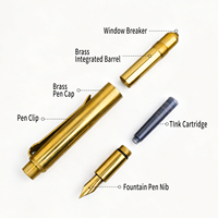 Bolígrafo Táctico Retro de Latón Macizo, Instrumento de Escritura Resistente para Bolsillo, Herramienta Manual EDC para Exteriores con Clip