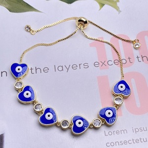 Bijoux tendance pour femmes, plaqué or 24K, goutte d'huile colorée, cœur turc mauvais <span class=keywords><strong>yeux</strong></span>, bracelet à maillons réglables, 2021 - Product Image 4