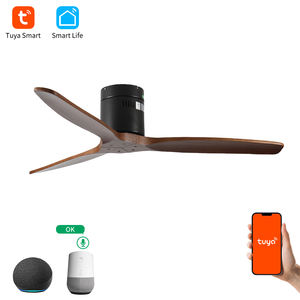 HC633 Acabado en níquel satinado con hojas de madera maciza Lámpara de techo sin luz - Product Image 6