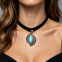 Collier en alliage tendance le plus vendu, pendentif demi-soleil en bambou simple et élégant avec turquoise, cadeau pour petite amie