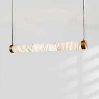 Luminaire suspendu LED horizontal moderne en albâtre de luxe avec lumière blanche chaude douce 2700K et durée de vie de 30 000 heures pour salon