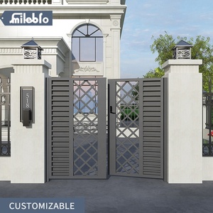 Smile <span class=keywords><strong>Bro</strong></span>-puerta de aluminio para villa y jardín, puerta de aluminio resistente al agua y al sol, Color negro, Doble - Product Image 6