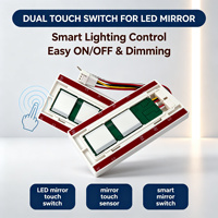 Contrôleur anti-buée pour miroir DC24V, interrupteur tactile double bouton pour miroir de salle de bain intelligent à LED avec contrôle par capteur capacitif