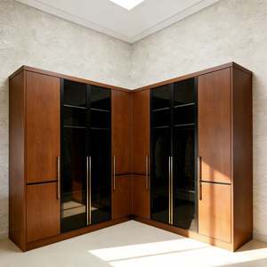 Armoire moderne de luxe avec porte en verre, dressing sur mesure blanc, système de rangement en bois massif, meubles de chambre à coucher par Balom - Product Image 4