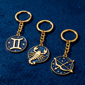 <span class=keywords><strong>Porte</strong></span>-clés du zodiaque d'anniversaire avec nom et date personnalisés - Cartographie détaillée des constellations <span class=keywords><strong>sur</strong></span> métal durable - Product Image 1