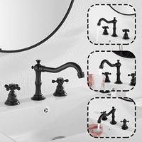 Robinet de lavabo de salle de bain classique noir mat en laiton, à poser sur le comptoir, à 2 poignées, 3 trous, avec cartouche céramique, écart de 8 pouces, Pop-Up