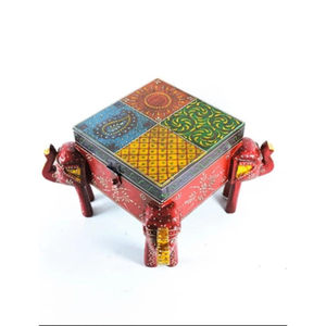 Tabouret décoratif en bois en forme d'éléphant, design Art Déco artisanal, finition écologique peinte à la main pour décorations de mariage - Product Image 1