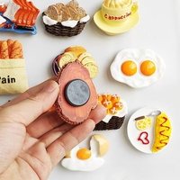 Aimants de réfrigérateur en résine DIY, design Art Déco, forme alimentaire, pain, œuf, tasse à café, autocollants magnétiques pour téléphone
