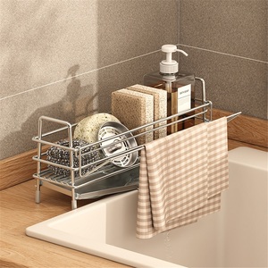 Modern 304 Stainless Steel Kitchen Rag <b>Rack</b> Sink Side Sponge Drain Dish <b>Rack</b> Waterproof Drying Towel Storage Countertop <b>Rack</b> - Product Image 3