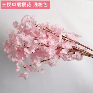 Factory Stocks For Sale New Year Decoration 3 Forks Single Layer Artificial Promotional Branch Peach Cherry Blossom Flower