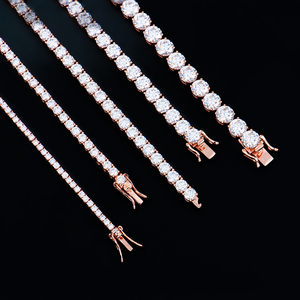 Pulsera de Cadena Estilo Tenis Clásica y Moderna de 2-6mm, Chapada en Rodio, Plata 925, con Diamantes Moissanita Certificados GRA, Joyería Fina - Product Image 2