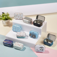 Boîte en fer blanc vintage à charnière motif floral RTS 58*40*25mm – Mignonne et portable pour bonbons, bijoux, pilules – Petite boîte de rangement – Logo personnalisé accepté